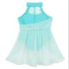Daenrui Kids Girls Halter Neck Cutout Back Ballet Lyrical Dance Dress Latin Jazz Skating Costume Leotard Skirt Mint Green 10 Years view 4