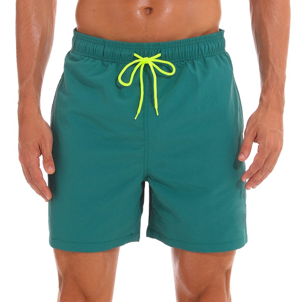 tuduoms Men's Waterproof Swim Trunks Quick Dry Beach Shorts Summer Lightweight Workout Athletic Running Shorts with Pockets Green
