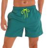tuduoms Men's Waterproof Swim Trunks Quick Dry Beach Shorts Summer Lightweight Workout Athletic Running Shorts with Pockets Green view 2