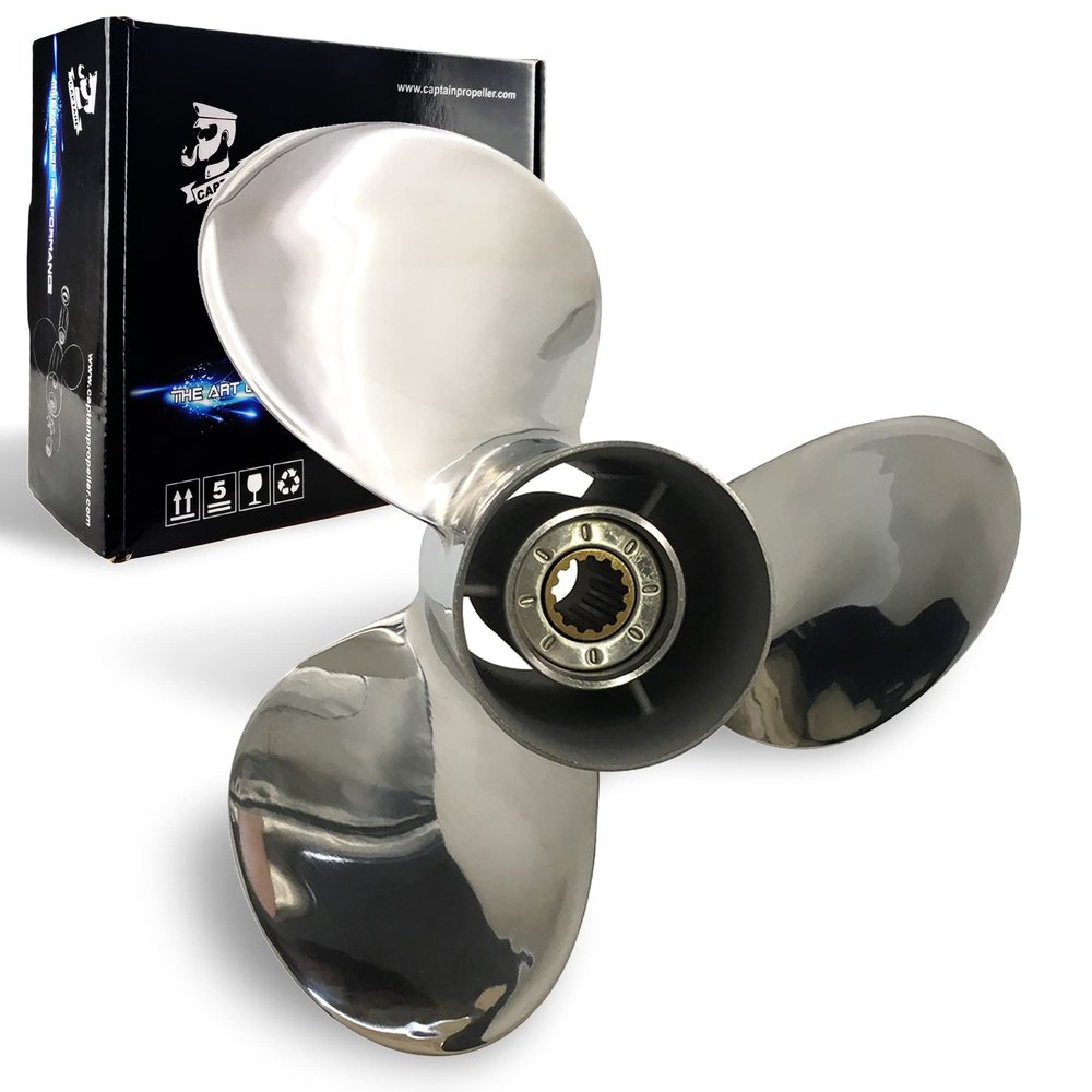 Boatman 11 3/8x12 Outboard Motor Propeller Stainless Steel fit Yamaha Boat Engines 25-60 Hp,13 Spline Tooth,RH,OEM NO.663-45952-02-EL