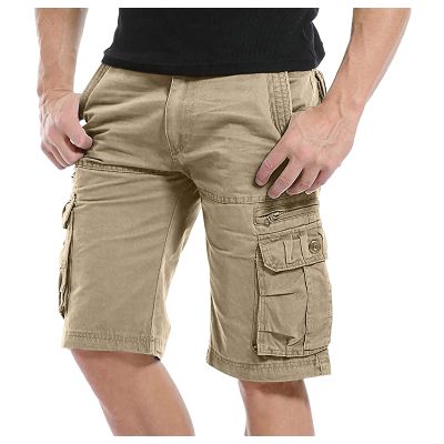 QWENTMTNTY Cargo Shorts for Men Big Tall Relaxed Fit Twill Straight Leg Short Multi-Pockets Athletic Hiking Tactical Shorts