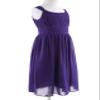 Daenrui Kids Girls Sleeveless Pleated Chiffon Flower Girl Wedding Bridesmaid Formal Party Dress Purple 10 Years view 3