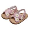 Infant Baby Girls Sandals with Flower Premium Soft Rubber Sole Anti-Slip Summer Toddler Flats First Walkers Shoes (Pink, 6-12Months) view 1
