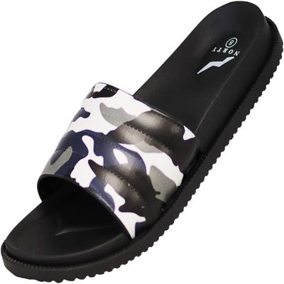 NORTY Mens Slides Sandal Sport Sandals Open Toe Slip on Indoor Outdoor Shoes Quilted Black Camouflage 41865-10D(M) US