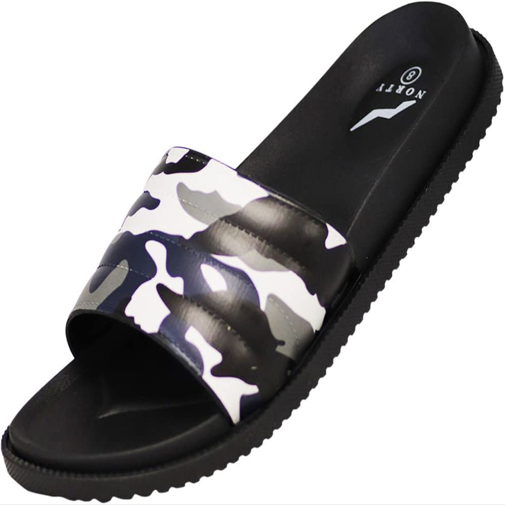 NORTY Mens Slides Sandal Sport Sandals Open Toe Slip on Indoor Outdoor Shoes Quilted Black Camouflage 41865-10D(M) US