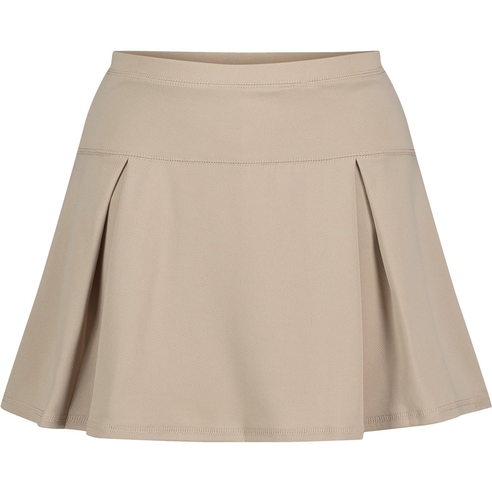 Izod Girls' School Uniform Pull-on Scooter Skirt with Undershorts, Knit Waistband & Functional Pockets, Wrinkle Resistant, Khaki Performance, 4