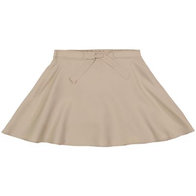 Izod Girls' School Uniform Pull-on Scooter Skirt with Undershorts, Knit Waistband & Functional Pockets, Wrinkle Resistant, Khaki Skater, 6X