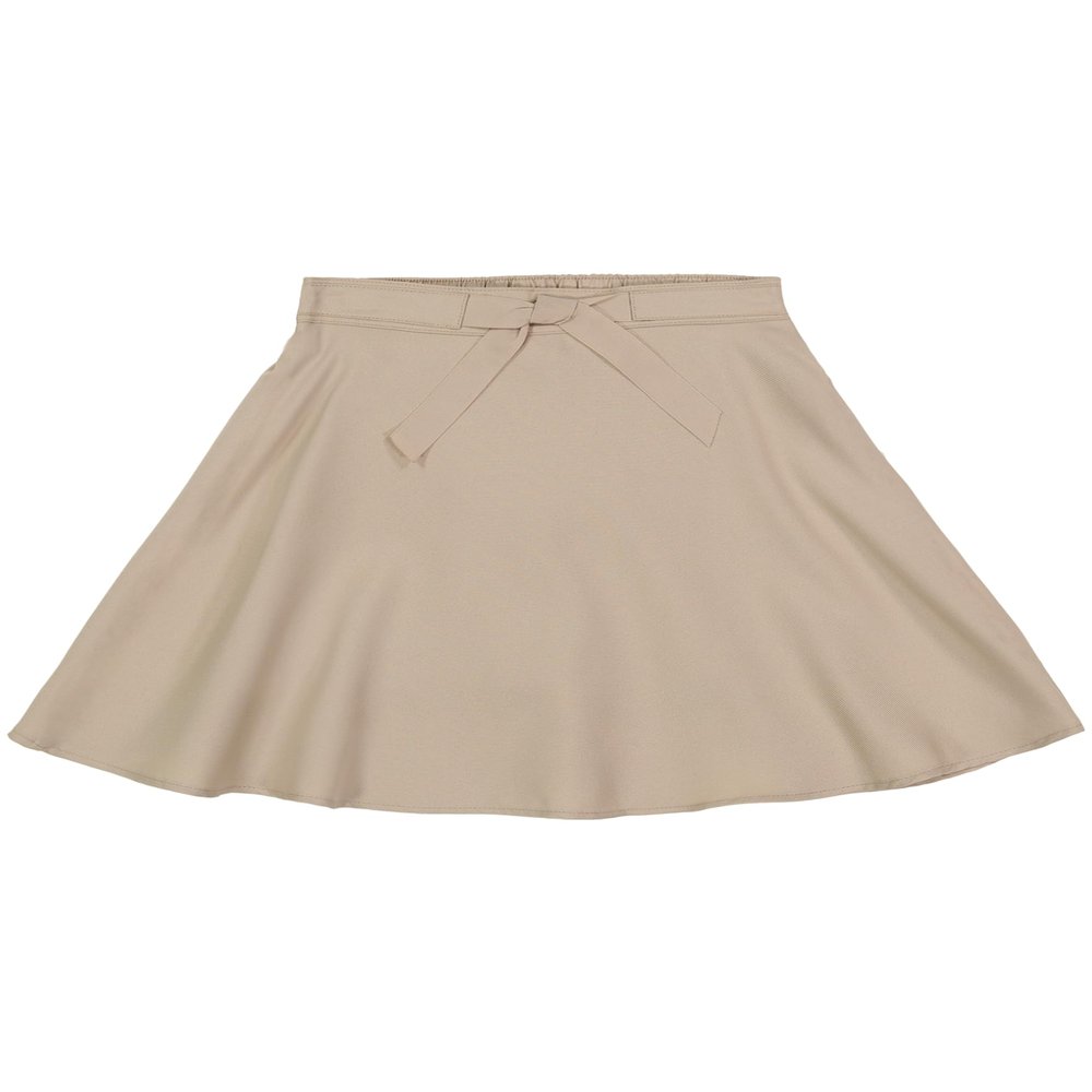 Izod Girls' School Uniform Pull-on Scooter Skirt with Undershorts, Knit Waistband & Functional Pockets, Wrinkle Resistant, Khaki Skater, 6X