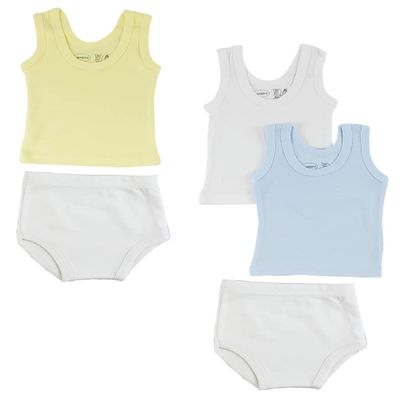 Bambini CS-0528NB Boys Tank Tops & Training Pants White & Blue - Newborn - 5 per Pack