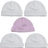 Bambini LS-0446 Girls Baby Cap Pink & White - One Size - 5 per Pack view 1