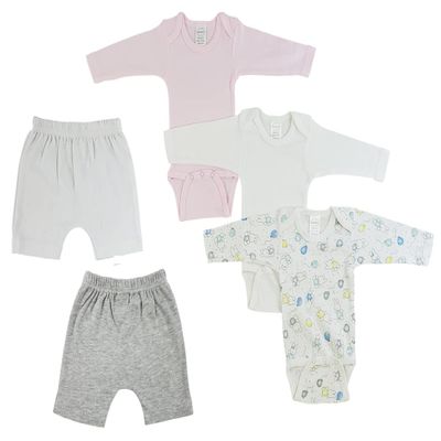 Bambini CS-0390L Infant Girls Long Sleeve One Piece & Pants White & Grey - Large - 5 per Pack