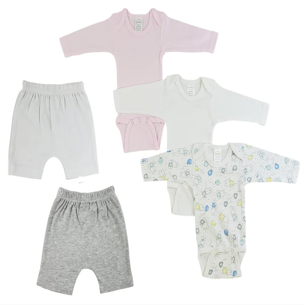 Bambini CS-0390L Infant Girls Long Sleeve One Piece & Pants White & Grey - Large - 5 per Pack