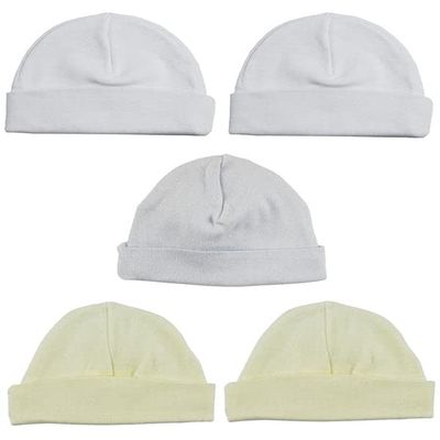 Bambini LS-0395 Boys Baby Cap - Blue White & Yellow - One Size - 5 per Pack