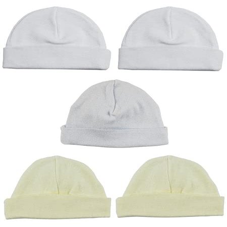 Bambini LS-0395 Boys Baby Cap - Blue White & Yellow - One Size - 5 per Pack