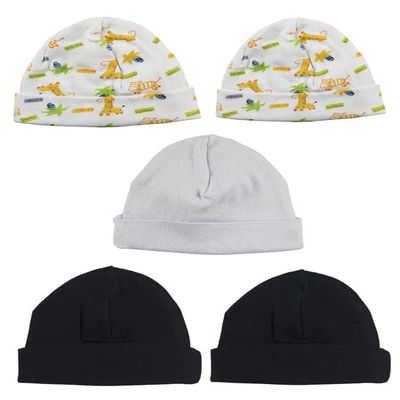 Bambini LS-0366 Boys Baby Cap - Blue Black & Prints - One Size - 5 per Pack