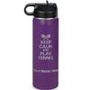 LaserGram Personalized Water Bottle, Keep Calm and Play Tennis, Stainless Steel Double Wall Vacuum Insulated with Flip Top Straw, Custom Engraved Gift (20oz / 590ml Dark Purple) view 1