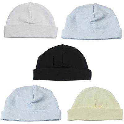 Bambini LS-0462 Boys Baby Caps - Blue Black White & Print - One Size - 5 per Pack