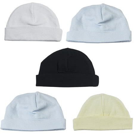Bambini LS-0462 Boys Baby Caps - Blue Black White & Print - One Size - 5 per Pack