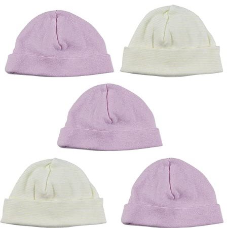 Bambini LS-0443 Girls Baby Cap Pink & Yellow - One Size - 5 per Pack