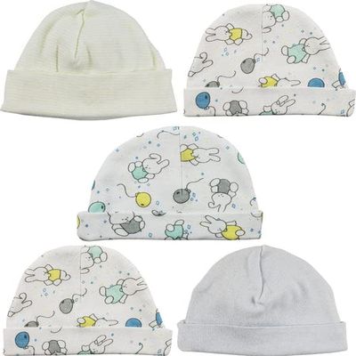 Bambini LS-0415 Boys Baby Cap - Blue Yellow & Print - One Size - 5 per Pack
