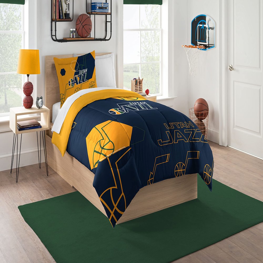 Northwest NBA Utah Jazz Unisex-Adult Comforter and Sham Set, Twin, Hexagon
