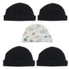 Bambini LS-0375 Beanie Baby Caps Black & Print - One Size - 5 per Pack view 1