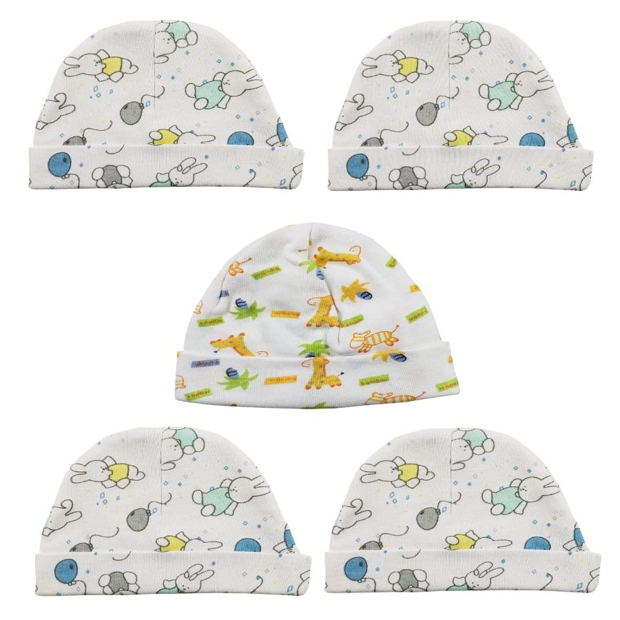 Bambini LS-0355 Beanie Baby Caps Prints - One Size - 5 per Pack