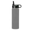 LaserGram Personalized Water Bottle, Bowling Ball and Pins, Stainless Steel Double Wall Vacuum Insulated with Flip Top Straw, Custom Engraved Gift (20oz / 590ml Gray) view 2