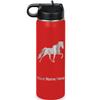 LaserGram Personalized Water Bottle, Horse, Stainless Steel Double Wall Vacuum Insulated with Flip Top Straw, Custom Engraved Gift (20oz / 590ml Red) view 1