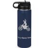 LaserGram Personalized Water Bottle, Motocross, Stainless Steel Double Wall Vacuum Insulated with Flip Top Straw, Custom Engraved Gift (20oz / 590ml Navy Blue) view 1
