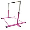 Athletic Bar Gymnastics Bar Kip Bar for Kids Gymnastic Training, Adjustable Height Horizontal Bar Professional Junior Gymnast Gymnastic High Bar, Asymmetric Bar Expandable 3 to 5 FT Cushioned Bar Pink view 3