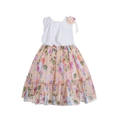 Cosplay Life Elegant Flower Dress for Girls Young Adults Fashion Bow Flower Waistline Kids Party Festival Ages 2-6 Years Old (Yellow, 2YRS)