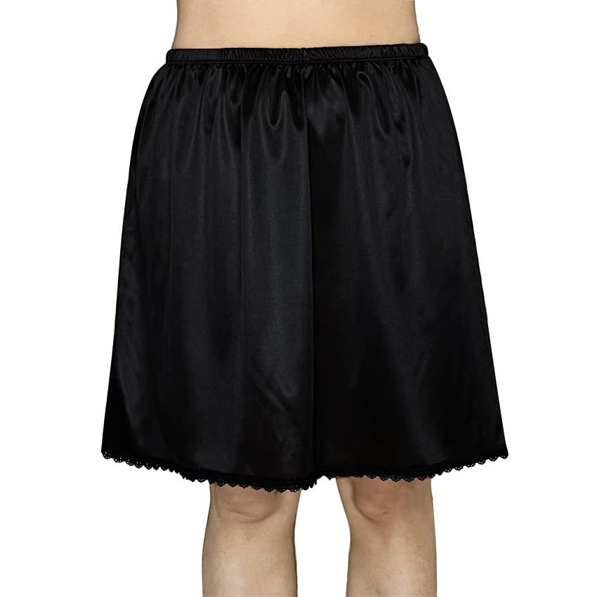 Brinkina Women's Short Lace Half Slips Adjustable Waist Black Liner for Above Knee Dresses(2XL, 102Black)