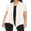 Casual Short Sleeve Draped Open Front Solid Cardigan Ivory 3XL view 1