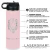 LaserGram Personalized Water Bottle, Bass Fish, Stainless Steel Double Wall Vacuum Insulated with Flip Top Straw, Custom Engraved Gift (20oz / 590ml Pink) view 3