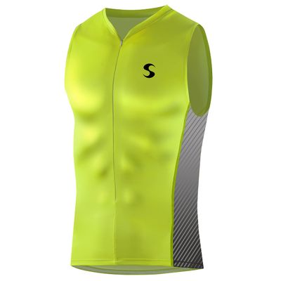 Synergy Men's Race Tri Tank Top Singlet (Neon Lime/Steel, Medium)