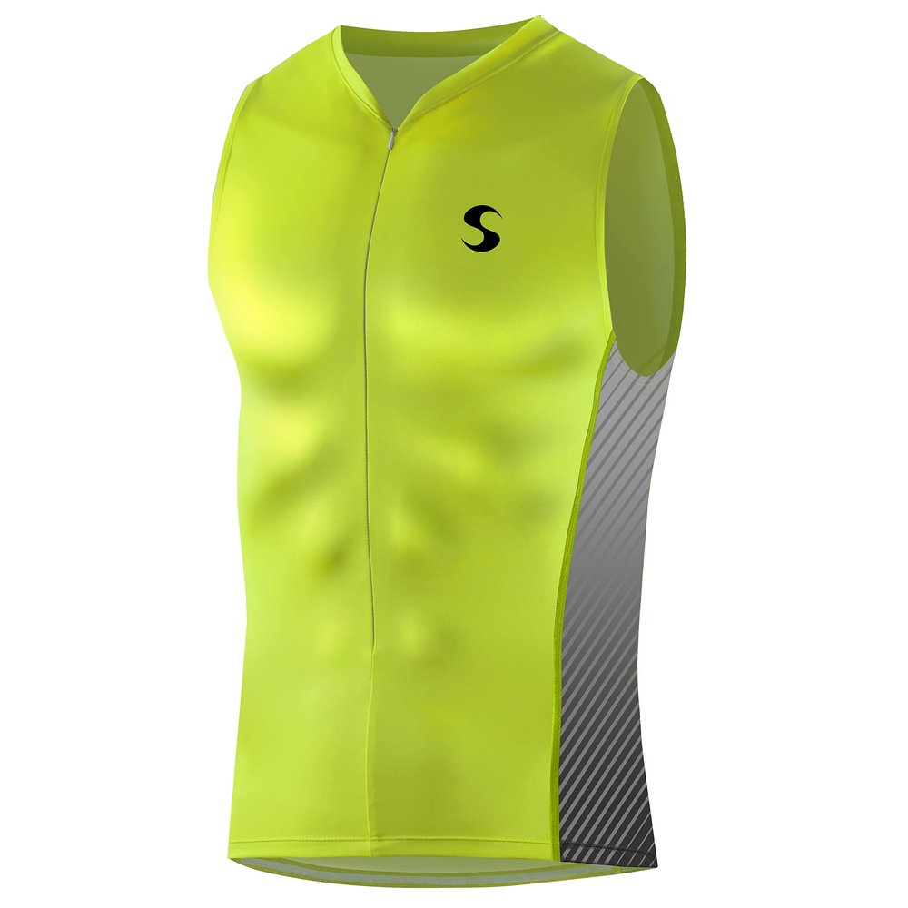 Synergy Men's Race Tri Tank Top Singlet (Neon Lime/Steel, Medium)