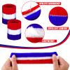 Hungdao 6 Pieces Sweatband Set Sports Headband Wristband Set Head Band Wristbands Sweat Bands for Basketball Football Running (Red-White-Blue) view 3