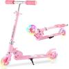 Scooter for Kids Ages 3-10 - Kids Kick Scooters with Led Light Up Wheels & 3 Levels Adjustable Handlebar, Lightweight Foldable 2 Wheel Girly Pink Scooter, Christmas Birthday Gifts for Girls Boys. view 1