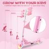 Scooter for Kids Ages 3-10 - Kids Kick Scooters with Led Light Up Wheels & 3 Levels Adjustable Handlebar, Lightweight Foldable 2 Wheel Girly Pink Scooter, Christmas Birthday Gifts for Girls Boys. view 2