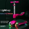 Stompa Kids Scooter 2-in-1 Light Up 3 Wheel Scooters with 4 Levels Adjustable Handlebar, Foldable Seat, Widen No-Slip Deck for Girls & Boys Ages 3-8 Years Old Pink view 2