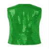 FEESHOW Kids Boys Girls Glittery Sequins Sleeveless Button Closure Vest Jacket for Stage Performance Show Dancewear Dark Green 7-8 Years view 2
