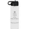 LaserGram Personalized Water Bottle, Keep Calm and Play Volleyball, Stainless Steel Double Wall Vacuum Insulated with Flip Top Straw, Custom Engraved Gift (20oz / 590ml White) view 1