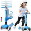 Stompa Kick Scooter for Kids 2-in-1 Light Up 3 Wheel Scooters with 4 Levels Adjustable Handlebar, Foldable Seat, Widen No-Slip Deck for Girls & Boys Ages 3-8 Years Old view 1
