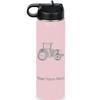 LaserGram Personalized Water Bottle, Farm Tractor, Stainless Steel Double Wall Vacuum Insulated with Flip Top Straw, Custom Engraved Gift (20oz / 590ml Pink) view 1