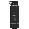 LaserGram Personalized Water Bottle, Trumpet, Stainless Steel Double Wall Vacuum Insulated with Flip Top Straw, Custom Engraved Gift (40oz / 1180ml Black) view 1