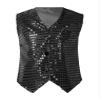 FEESHOW Kids Boys Girls Glittery Sequins Sleeveless Button Closure Vest Jacket for Stage Performance Show Dancewear Black 9-12 Months view 1