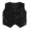 FEESHOW Kids Boys Girls Glittery Sequins Sleeveless Button Closure Vest Jacket for Stage Performance Show Dancewear Black 9-12 Months view 3