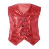 FEESHOW Kids Boys Girls Glittery Sequins Sleeveless Button Closure Vest Jacket for Stage Performance Show Dancewear Red 4-5 Years view 1