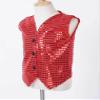FEESHOW Kids Boys Girls Glittery Sequins Sleeveless Button Closure Vest Jacket for Stage Performance Show Dancewear Red 4-5 Years view 3